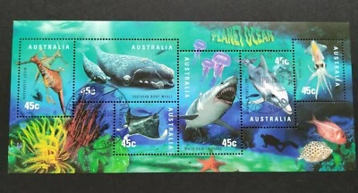 1998 Australia Marine Life Planet Ocean MS (CTO Original Gum)澳洲海洋生物邮票小全张(原胶盖销) - Image 1 of 2