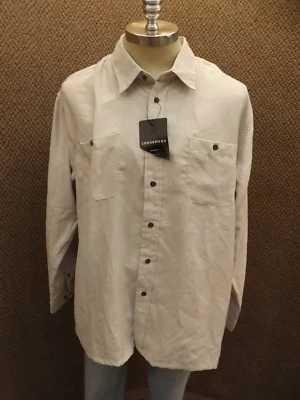 Deadstock NEW Upscale Class Consensus Light Brown Willow Microsuede LS Shirt XL - Image 1 of 4