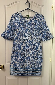 Vestido de Fiesta Lilly Pulitzer en Resort Blanco Sobre Rollo Talla 4 Nuevo con Etiquetas Azul Floral - Imagen 1 de 8