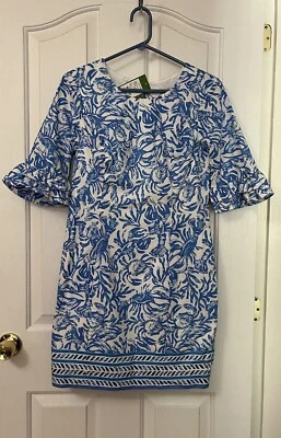 Vestido de festa Lilly Pulitzer resort branco em rolo tamanho 4 novo com etiquetas azul floral - Imagem 1 de 4