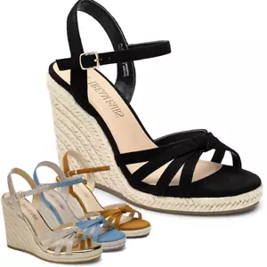Women Summer Casual Sandals Ankle Strap Open Toe Wedge Espadrille Sandals - Picture 1 of 46