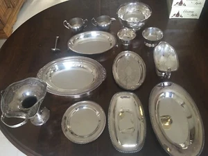 Lot Of 16 Silver Plated Dishes Plates - Picture 1 of 7