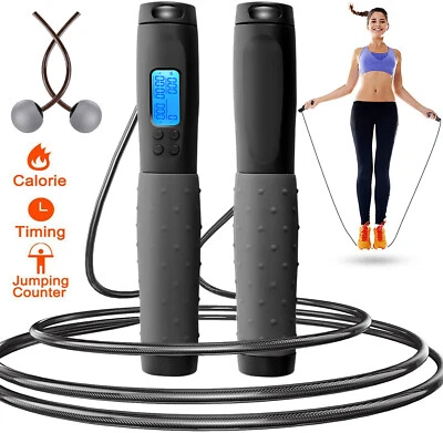 Fitness Springseil Für Erwachsene Kinder Sprungseil stahl Speed Rope mit zähler - Bild 1 von 4