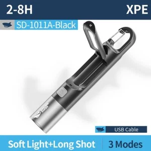 Portable Strong Light Flashlight with Hook Light USBRechargeable Outdoor Camping - Picture 1 of 15