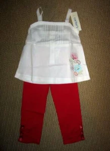 Children's Place/Carter's Talla 3T Niñas 2 Piezas Blanco Bordado Top Rojo Pantalones - Imagen 1 de 4