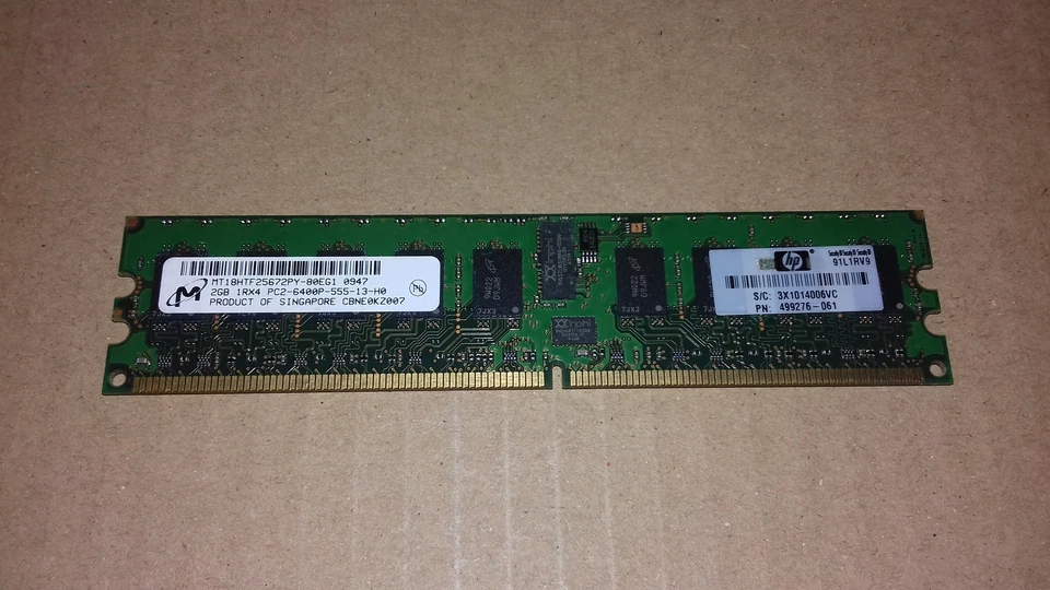 2GB PC2-6400P Reg ECC RAM Server Micron MT18HTF25672PY-80EG1 DDR2 DIMM 240pins - Imagen 1 de 1