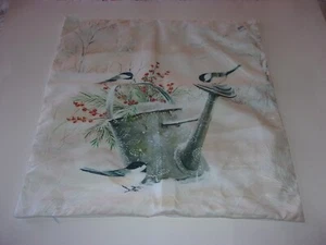 Pillowcase Throw Pillow Cushion Cover Watering Can and Three Birds - Picture 1 of 2
