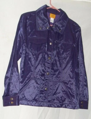 Ruby Red Women's Jacket Size 16 Cotton/Poly/Metallic Deep Grape Snap Close NWOT - Image 1 of 3