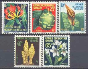 AOF 1958 Yvert 68/72 flores MNH VF - Imagen 1 de 1