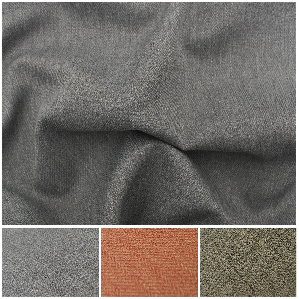 Harris Plain Natural Rust Herringbone Chevron Weave Vintage Upholstery Fabric - Image 1 of 1