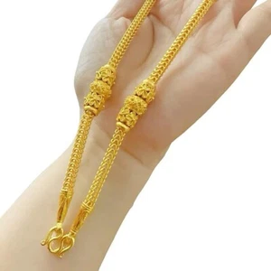 Gold Necklace yellow Chain 22k 23k 24k Gp Plated Thai Baht Gift Jewelry 16-24 in - Picture 1 of 13