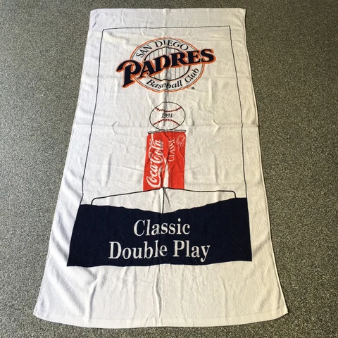 NEW '91 San Diego Padres Coca Cola Towel Classic Double Play Beach Bath READ Cover