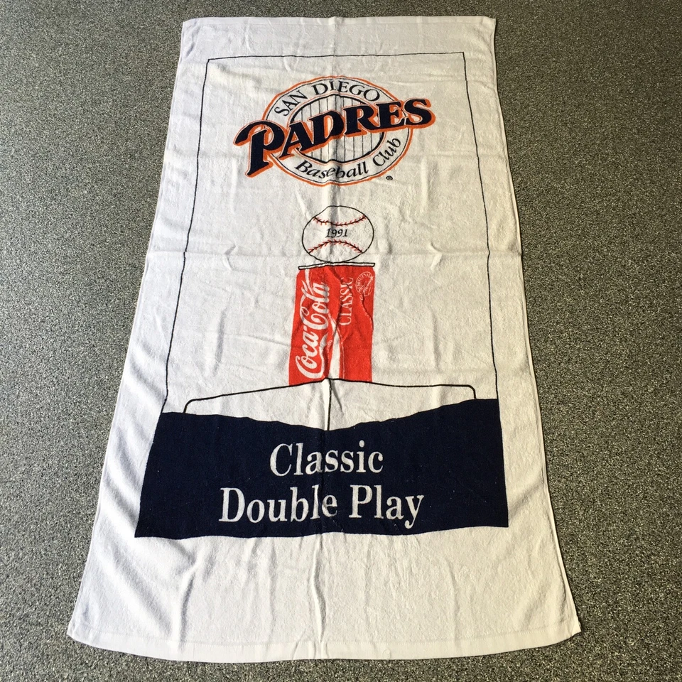 NEW '91 San Diego Padres Coca Cola Towel Classic Double Play Beach Bath READ - Image 1 of 4