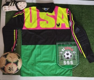 Uhlsport Maglia Portiere Goalkeeper FOOTBALL Shirt Maillot Vintage 90 Trikot L  - Immagine 1 di 4