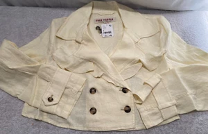Free People Bennie Cropped Linen Blazer Jacket Yellow Size S - Picture 1 of 16