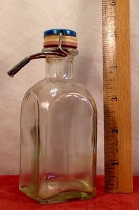 Vintage Small Bottle with Plastic and Metal Clip Cap CLEAR Glass - Picture 1 of 5