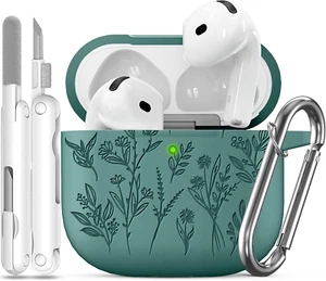 Custodia per Airpods 4, Ecoonpft custodie incise con fiori per Apple Airpods 4th - Foto 1 di 12