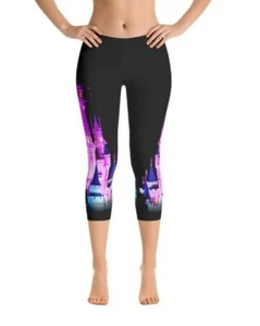 Leggings Disney Capri da Donna Castello Magico Stampa di Main Street Bella Taglia S - Foto 1 di 10