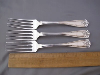 LOTE DE 3 TENEDORES DE CENA Tiffany Sterling WINTHROP (1909) - 7 1/2 pulgadas - mono LRN Foto 1 de 4