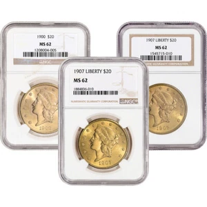 US Gold $20 Liberty Head Double Eagle - NGC MS62 - Random Date and Label - Picture 1 of 3