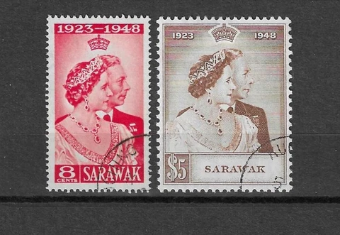 SARAWAK 1948 SG 165/66 USED Cat £60.30 Cover