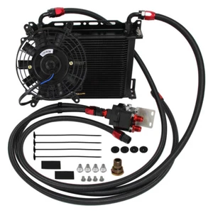 Enfriador de aceite de motor AN8 universal 30 filas + ventilador eléctrico de 7" + kit de reubicación de filtro - Imagen 1 de 10