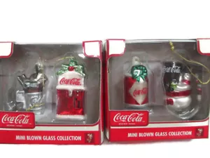Juego de cuatro adornos diferentes de mini vidrio soplado de Coca-Cola - Imagen 1 de 10
