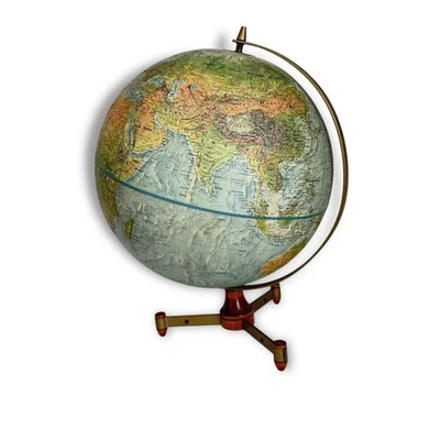 De colección Replogle Tierra y Mar Globo 12" Relieve Elevado Metal Madera Soporte Mapa URSS Foto 1 de 4