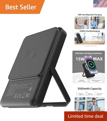 Cargador de teléfono magnético 3 en 1 y banco de alimentación de 5000 mAh - carga inalámbrica, gris Foto 1 de 4