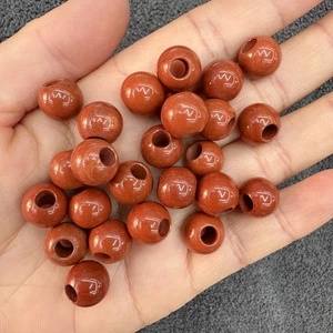 Cuentas sueltas de jaspe rojo natural de 10 mm con agujero grande para hacer joyas hágalo usted mismo 20/40 un. - Imagen 1 de 8