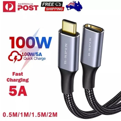 1.5M USB 3.1 Type C USB C Extension Cable Male to Female Extender Charging Cord - Image 1 of 4