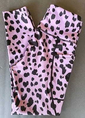 NICOLE MILLER Sport Purple Black Cheetah Print Leggings S Excellent Condition  - Image 1 of 4