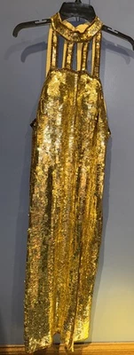 Vestido para mujer 1X Vintage Dorado Seguin, abertura frontal, forrado de seda, Lisa Kane Fantasy Foto 1 de 4