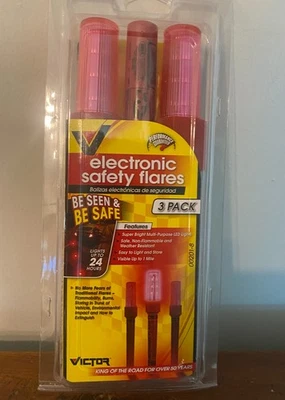 Victor 00201 Paquete de 3 bengalas electrónicas de seguridad de emergencia 24 horas  Foto 1 de 2