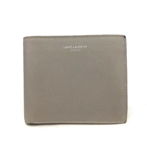 Saint Laurent Logo Leather Bifold Wallet Gray/8BG0080 - Picture 1 of 8