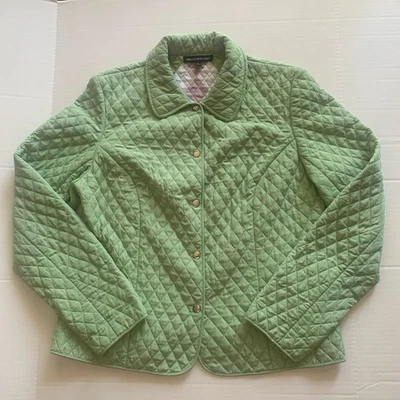 Chaqueta Briggs New York verde acolchada fina con botones; talla grande Foto 1 de 4