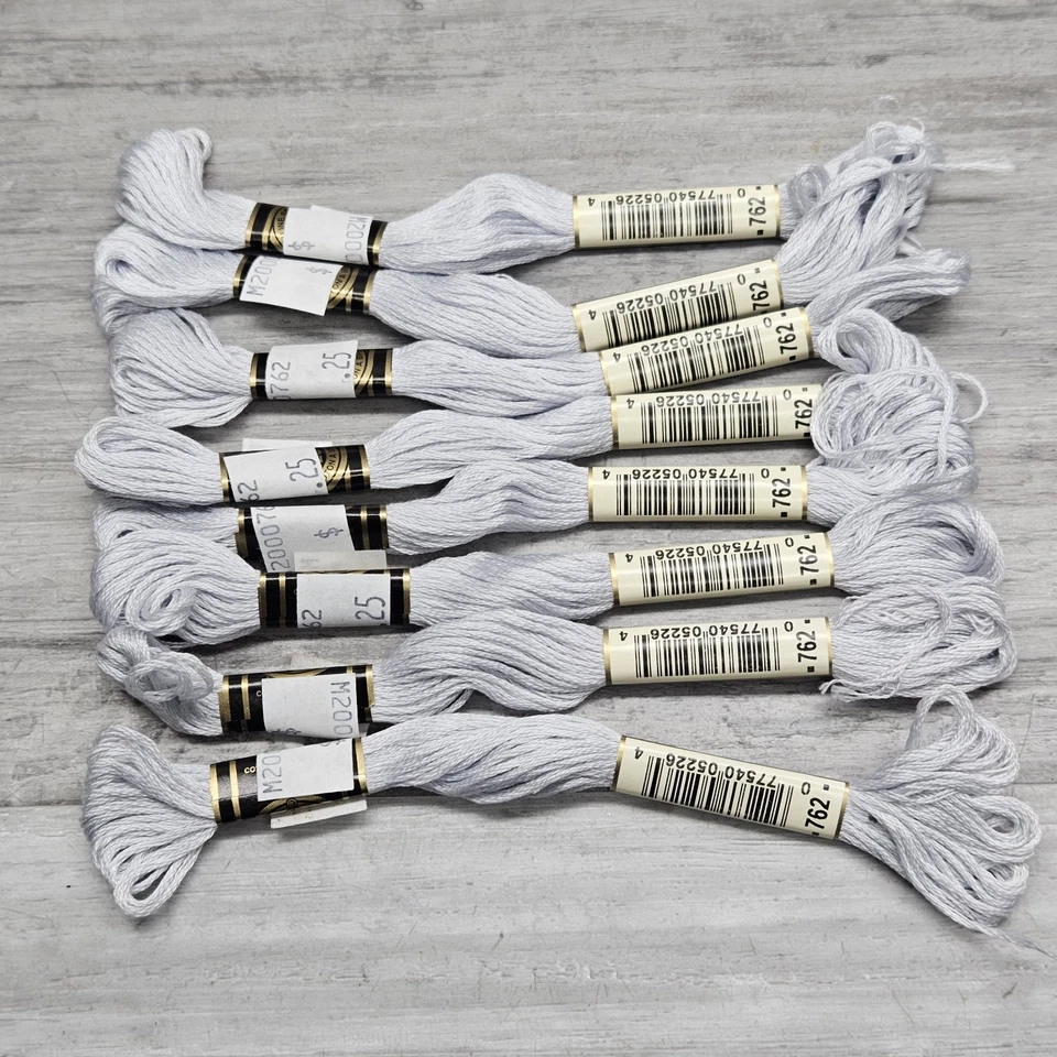 DMC 25 Embroidery Floss Mouline Special Made in France Light Pearl Gray Lot (8) - Image 1 of 4