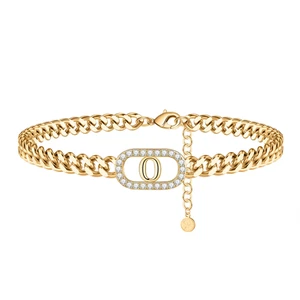 Gold Initial Ankle Bracelets for Women Dainty CZ Cuban Link Anklets Summer Gifts - Picture 1 of 12
