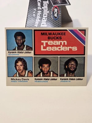 1975-76 TOPPS #126 TEAM LEADERS KAREEM ABDUL-JABBAR BUCKS LAKER HOF - Image 1 of 2