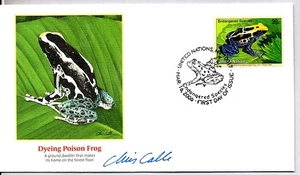 DYEING POISON FROG, UN STAMP, AMAZON, FDC ARTIST CHRIS CALLE SIGNED FDC - Picture 1 of 1