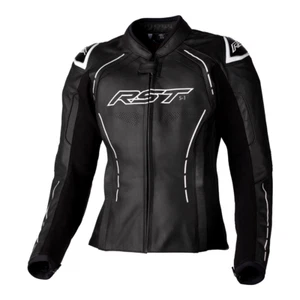 RST S1 CE Ladies Leather Motorcycle Motorbike Sports Jacket Black White 3043 - Picture 1 of 3