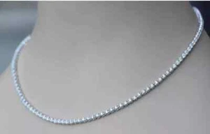 $35000 6.21 Diamond Tennis Necklace Eternity 14k White Gold 16 Inch Italy Made - Picture 1 of 3