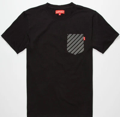 Asphalt Yacht Club Monopatín Peligro Reflectante Camiseta Bolsillo Negro Camiseta Hombre Foto 1 de 2