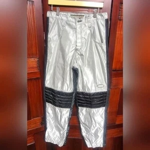 Vintage Men's 90s BC Ethic MFG Co Silver and Black Raver Pants Size 34 - Picture 1 of 11