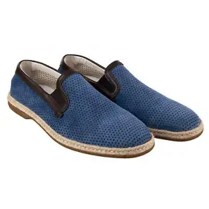 DOLCE & GABBANA Suede Espadrilles Loafer Shoes MONDELLO Blue Brown 08691 - Picture 1 of 5