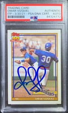 Omar Vizquel auto card 1991 Topps #298 MLB Seattle Mariners PSA Encapsulated