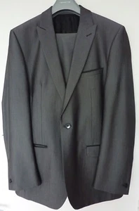 Traje de arenque rojo para hombre moderno gris 38" con pantalones a juego W34" L31" - Imagen 1 de 11