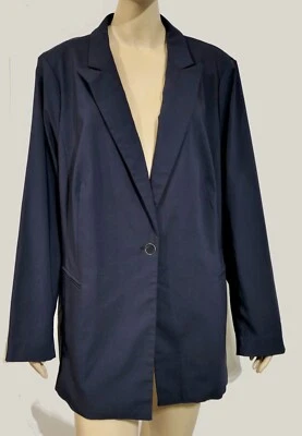 Blazer Lane Bryant azul marinho jaqueta terno blazer novo com etiquetas elástico tamanho 24 - Imagem 1 de 4