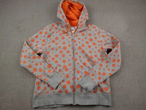 Nike Jacket Girls XL Grey Orange Polka Dot Full Zip Long Sleeve Hooded Pockets - Picture 1 of 12