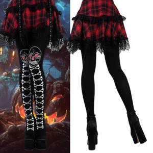 Women s Halloween Skull Print Pantyhose Patterned Pantyhose Tights Stockings - Picture 1 of 9